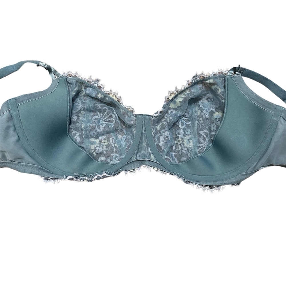 Victoria's Secret Dream Angels bra aqua floral lace yellow accents size 38DDD - Picture 7 of 7
